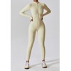 Ecupper Womens One Piece Workout Jumpsuit Zip Up Bodysuit Long