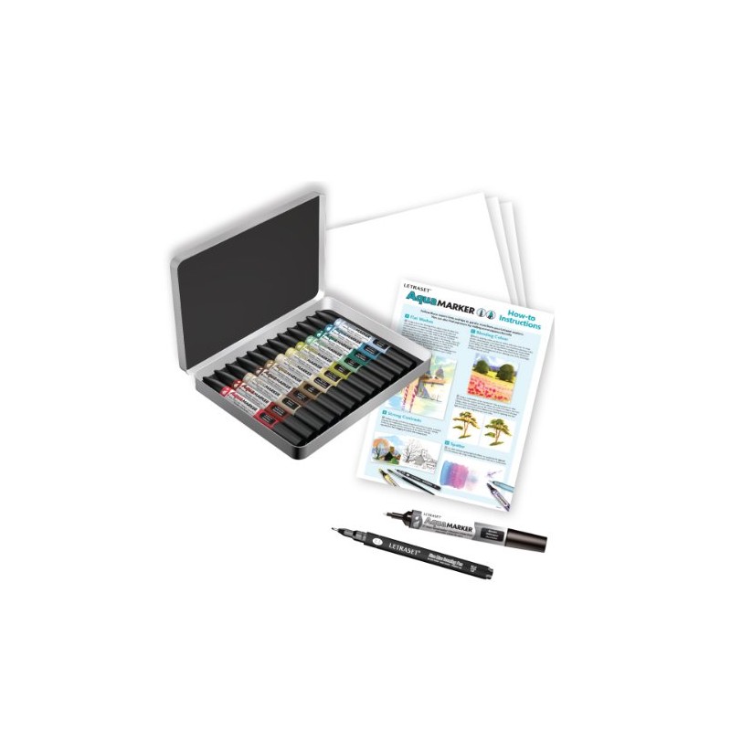 Letraset AquaMarker Gift Set (12 colours + Storage tin +