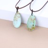 COAI Mint Green Peruvian Turquoise Necklace Genuine Leather Necklace Crystal