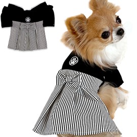 POOKIE Dog Clothes, Hakama, Formal, Kimono, With Crest, Wedding, Commemorative Photography/New Year's Day, Shichi-Go-San Shrine Visit, Birthday, New Year's Card, Easy to Put On Dog Clothes (Black, S)