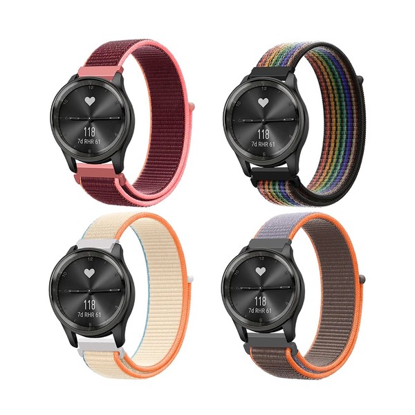 KoGiio Pack of 4 20 mm Nylon Wristbands for Garmin