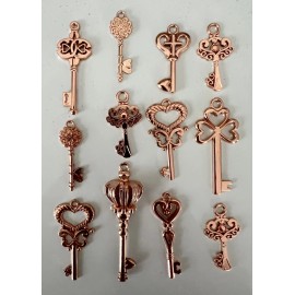Unbranded  12 Different Key Charm Collection Rose Gold Tone Charms