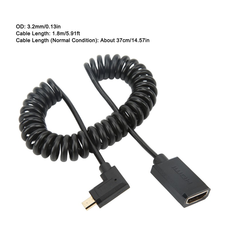 1.8m Coiled Cable Micro HD Multimedia Interface to Female HD