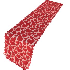 Valentine's Day Decorations, Valentine's Day Table Runner Red Heart Table Runner Decorations for Valentine's Day Mother's Day Wedding Decorations, 14 X 72 Inch