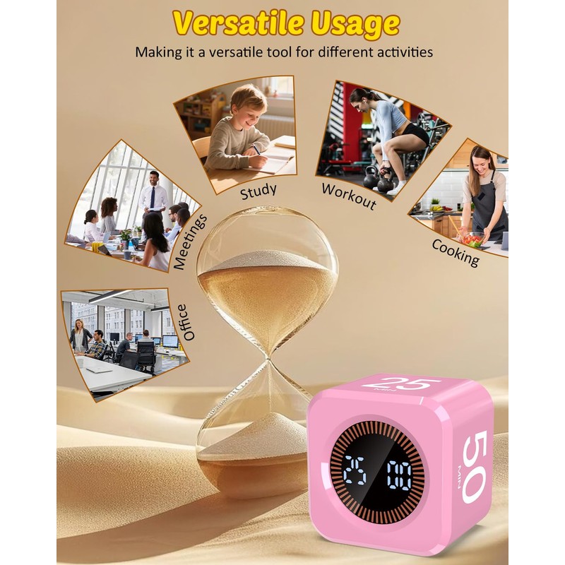 Pomodoro Timer Cube Visual Productivity Flip Timer for Kids Classroom