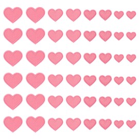 48 Pcs Pink Heart Iron on Patches, 4 Sizes Cute Heart Applique Patches Sew on Fabric Patch Embroidered Patch Custom Patchs for Girls Clothes Hats Jeans Backpacks Shoes DIY Repair Decoration