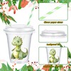 Qinyoung 60 Pcs Jungle Safari Animals Cups with Lids and