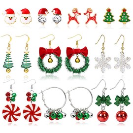 10 Pairs of Christmas Earrings, Christmas Stud Earrings, Christmas Jewellery, Christmas Earrings for Women, Girls for Advent Calendar Women