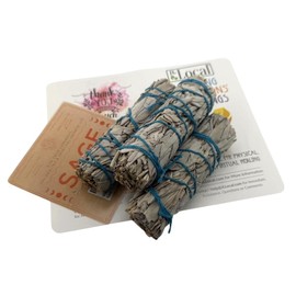 White Sage Smudge Stick, Direct Import from California, 3 Piece Set, Approx. 1.1 oz (30 g) per 1.2 x 1.2 inches (10 x 3 cm), For Purification, White Sage, Bundle Type, Wand
