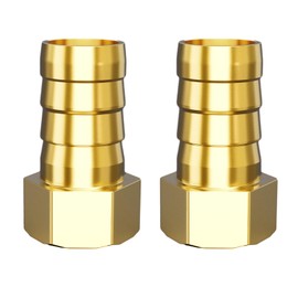 Atisite Brass Hose Nozzle 19 mm Barb x 3/4 Inch Female Thread, Brass Hose Nozzle Connector with Hexagon, Hose Nipple Hose Nozzle for Pipe Connections (Pack of 2)
