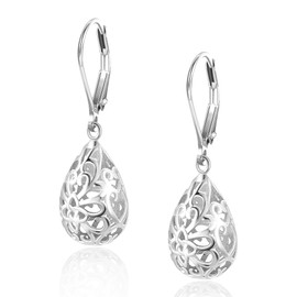 LANCHARMED Sterling Silver Teardrop Earrings for Women, Trendy Silver Drop Leverback Dangle Earrings, Hypoallergenic Leverback Drop Silver Earrings for Jewelry