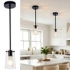 BESTWEST Pendant Light Fixtures for Kitchen Island, Matte Black Clear