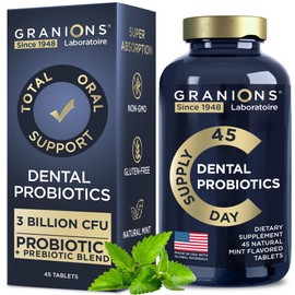 Dental Probiotics for Teeth and Gums - Fresh Breath Lactobacillus Salivarius Probiotic for Women and Men - Oral Probiotics for Mouth Bad Breath Dental Probiotic for Mouth Health - 45 Mint Tablets