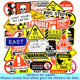 QTL Warning Stickers for Adults Funny Party Supplies Waterproof Vinyl Stickers for Water Bottle Laptop 100Pcs