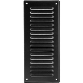 Vent Systems - 3 x 10 Inch (Inner) Black Metal Rectangular Soffit Air Vent Grille Cover, Register Vent Deflector Louver Built-in Mesh HVAC for Bathroom Home Office Kitchen 5" x 12" (Outer)