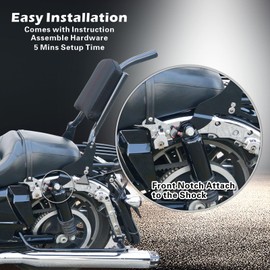 Adjustable Sissy Bar Passenger Detachable Backrest Fits for Street Glide Harley Touring Road Glide Road King Electra Glide 2009-2024 Gloss Black (09-24 M-Style)