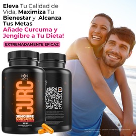 Cúrcuma y Jengibre + Pimienta Negra (180 Cápsulas Para 90 Días) - | Articulaciones y DesInflamatorio| [Potente Formulacion] | Alta Concentracion de Curcumina| Absorcion Potenciada | Maxima Eficacia | Calidad Suprema | Suministro Para 90 Dias | - Libity