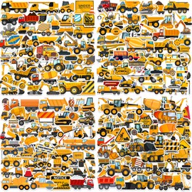 200 Pcs Construction Stickers, Construction Party Favors Supplies Birthday Decorations Engineering Vehicle Waterproof Vinyl Stickers for Kids for Water Bottle Laptop