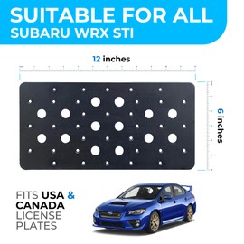 Front Bumper Tow Hook License Plate Mount Bracket for Subaru WRX STI, Plate Holder Set w Unique Screw Bolts & Black Screw Caps, License Tag Mounting Kit, Quality Plate Holders, Car Accessories