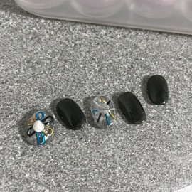 ˡᴬᴺᵀᶤˡ Wire flower handmade nail tip - Short Oval S / ˡᴬᴺᵀᶤˡ 와이어 꽃 수제네일 팁 - 숏오발S