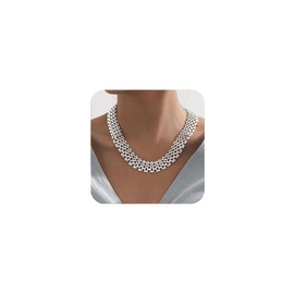 Artmiss Silver Chunky Choker Necklace Statement Wide Chain Necklace Jewelry for Women