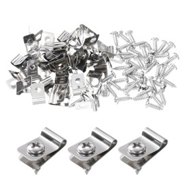 sourcing map 30pcs Wire Fence Clips 0.12" Stainless Steel Fence Wire Clamps Agricultural Fencing Mounting Clips with 30pcs Screws for Mounting 12-16 Gauge Wires to Wood Metal or Vinyl Fence