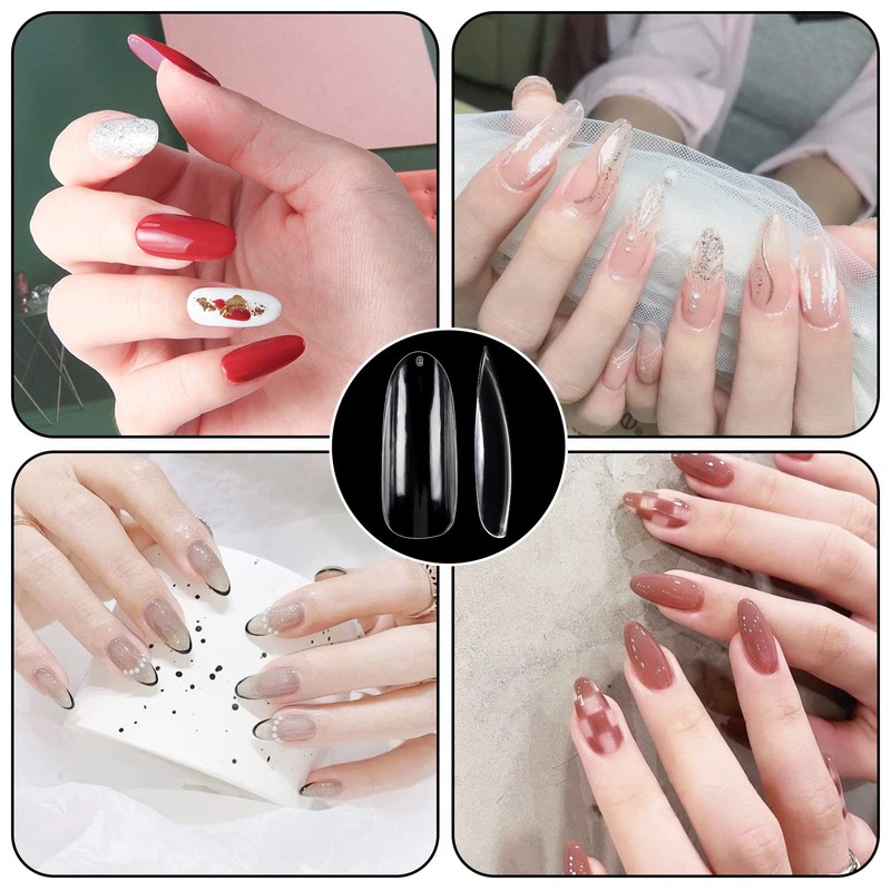 JANLOFO Nail Tips, Clear, False Nails, 500 Pieces, Long Nail