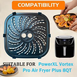 HlkEurt Air Fryer Grill Plate for 8QT PowerXL Vortex Pro Air Fryer Plus, Upgraded Air Fryer Grill Pan Crisper Plate Tray Insert Grate Rack Shelf for PowerXL 8QT Air Fryer, Dishwasher Safe, Nonstick