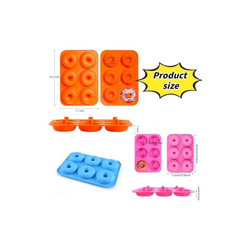Molde de silicona para hornear rosquillas de 6 cavidades (paquete