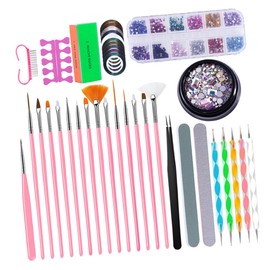 Baluue Nail Art Decoration Set 7-Piece Professional Manicure Tool Kit Nail File Drill and Liner Brush for Women and Girls for DIY at Home