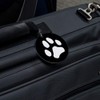 Paw Print Dog Cat White on Black Round Luggage ID
