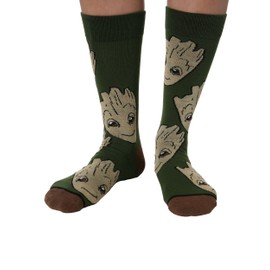 Guardians of The Galaxy Groot Large All Over Print Crew Cut Socks, US Size 8 - 12