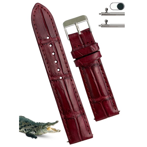 Handmade Crocodile Watch Strap, Quick Release, Alligator Leather Replacement Watch