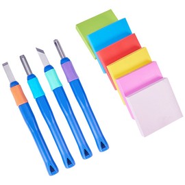 nbeads Rubber Stamp Carving Block with 4 Carving Chisels, Rubber Stamp Carving Kit for Scrapbooking, Postcards, Invitation Cards, DIY Project, Mixed Colour, Pack of 6