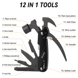 Gifts for Men, Birthday Gifts for Men, Gadgets for Men, Christmas Gifts, Mens Valentines Gifts, Dad Gifts, DIY Camping Accessories Tools, Hammer Multi Tool