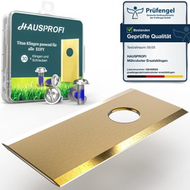 HAUSPROFI 30 x Titanium Replacement Blades for Eufy Robotic Lawnmower E15 & E18, DIN EN 50636-2-107 Tested, 60% More Durable, Includes Safety Screws & Box