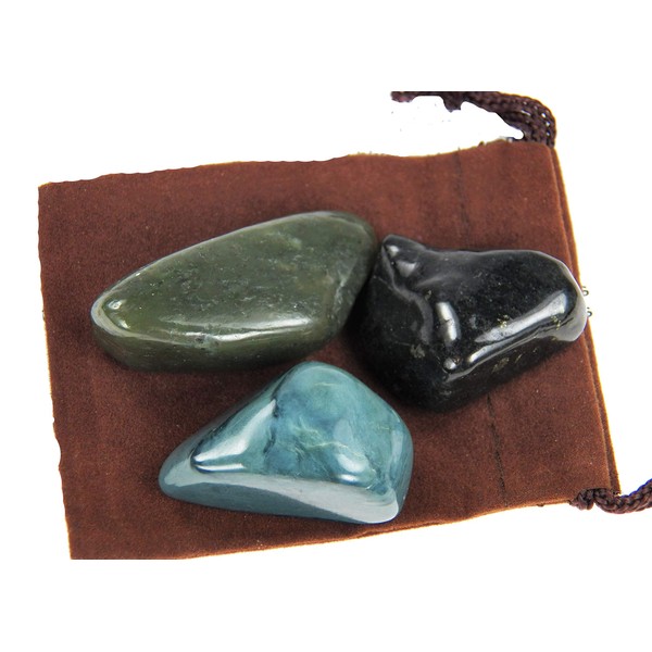 Fundamental Rockhound Products: Nephrite JADE Collection - Green, Blue, Black Tumbled Stone Crystal (Small)