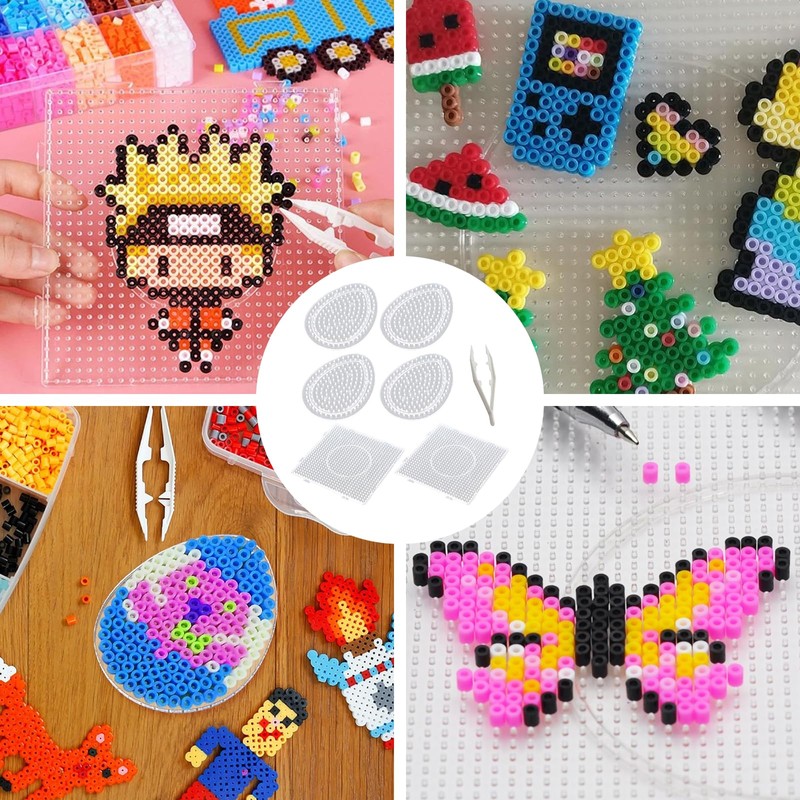 Pack of 6 Ironing Beads Stencils, Pegboards Ironing Beads for