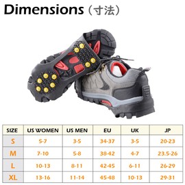 TRIWONDER Anti-Slip Spikes For Shoes, 10 Spikes, Snowshoe, Crampons, Snow and Ice Spikes, For Kids and Adults, Unisex, Black, M