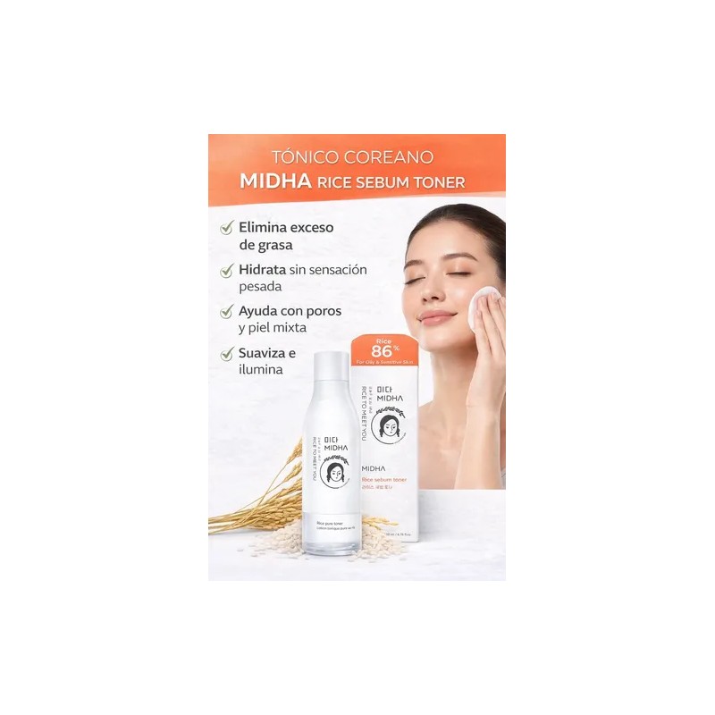 Tónico Facial Midha Arroz 86% Para Piel Grasa Y Sensible