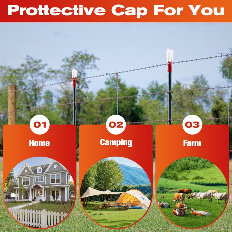 50 Pcs T Post Safety Caps, Safe T-Post Caps T