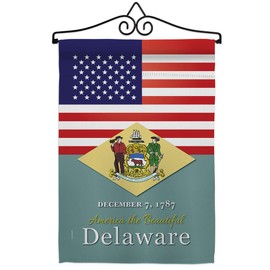 US Delaware Garden Flag Set Wall Hanger Americana States USA American Territories Republic Country Particular Area Small Decorative Gift Yard House Banner Double-Sided Made In 13 X 18.5