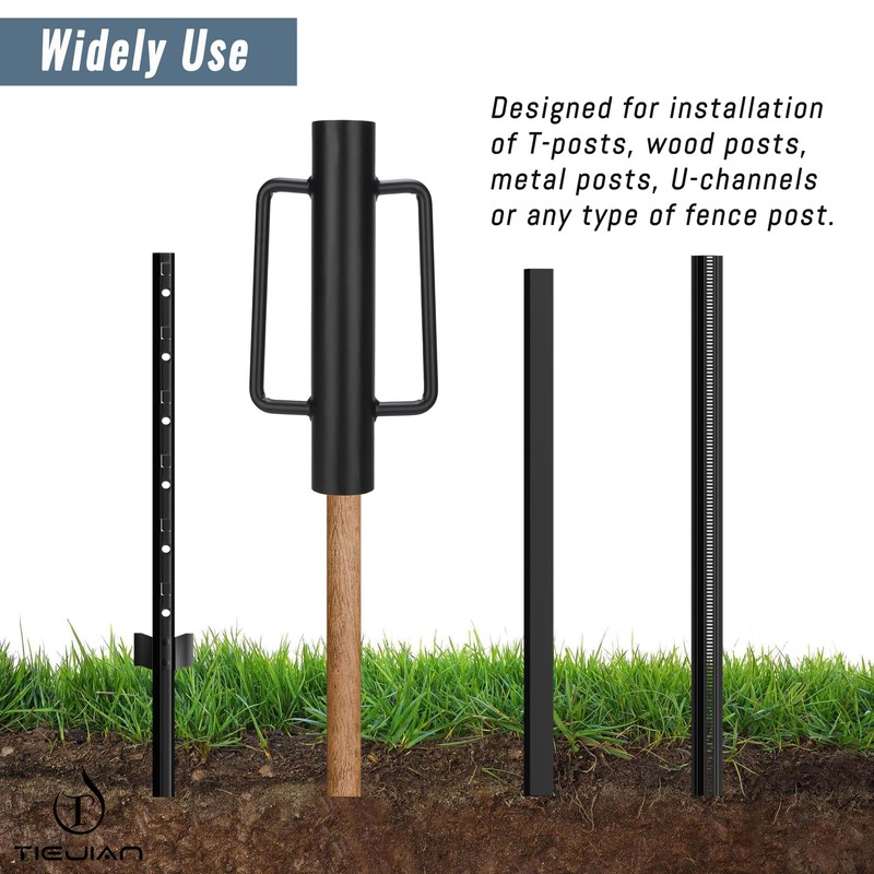 Fence Post Driver T Post Pounder with Handle 16 LB,