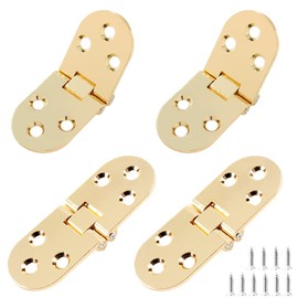 Auvotuis 4Pcs Heavy Duty Folding Table Hinges, Gold Sewing Machine Flip Top Hinge Zinc Alloy Butler Tray Hinge with Mounting Screws for Drop Front Desk Drawer, Doors (3.1 x 1.18inch)