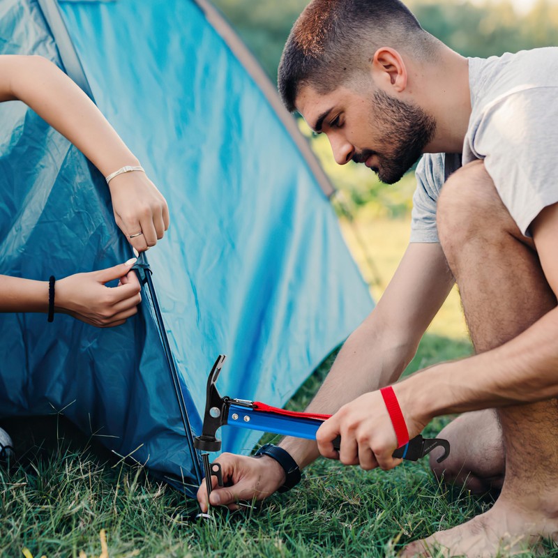 AYMQC Tent Hammer Lightweight Aluminium Camping Hammer with Hook Multifunctional
