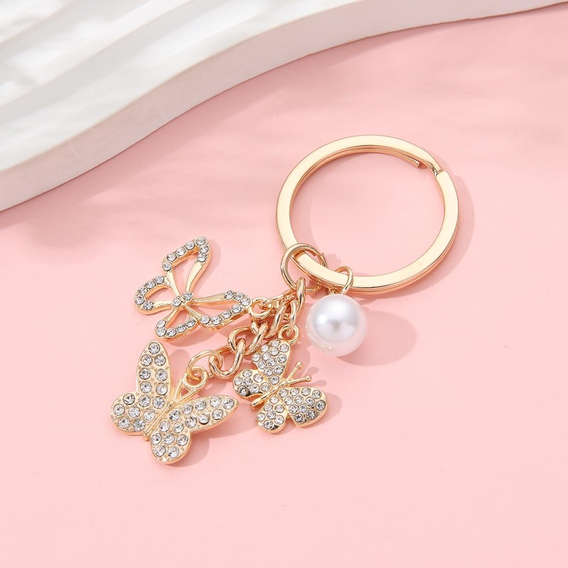 PHAETON 20PCS Crystal Butterfly Keychain Butterfly Shape Key Chain with