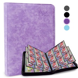 JOYUE Trading Card Album Scrapbook Cards Large, Card Collection Album with 30 Pages 540 Pockets, Trading Folder Cards Purple Collector's Book, Waterproof PU Trading Card Albums (Purple)
