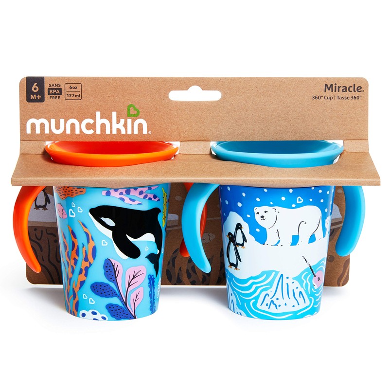 Munchkin Miracle 360 Wildlove Sippy Cup, 6 Oz, 2 Pack,