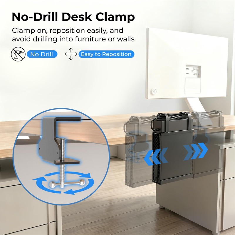 Mini PC Mount for Dell with Desk Clamp Micro PC