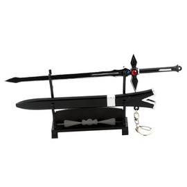 FAYAIALO 8.7 inches SAO Kirito Elucidator Dark Repulsor Sword Mini Metal Katana Samurai Sword Model Keychains Collection Gift (Dark Repulsor Sword)